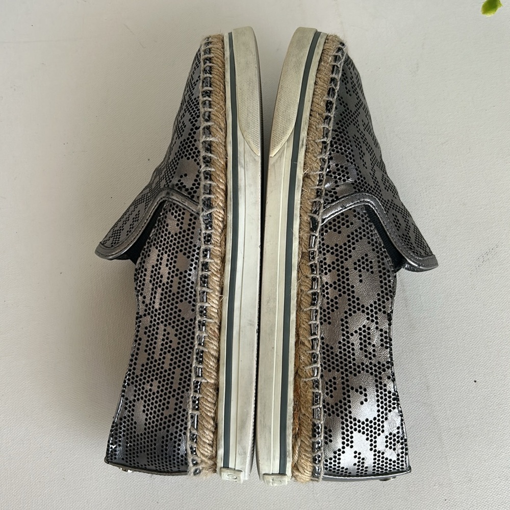 JIMMY CHOO DAWN STEEL SLIP ON LOGO ESPADRILLES SNEAKERS - Picture 10 of 17